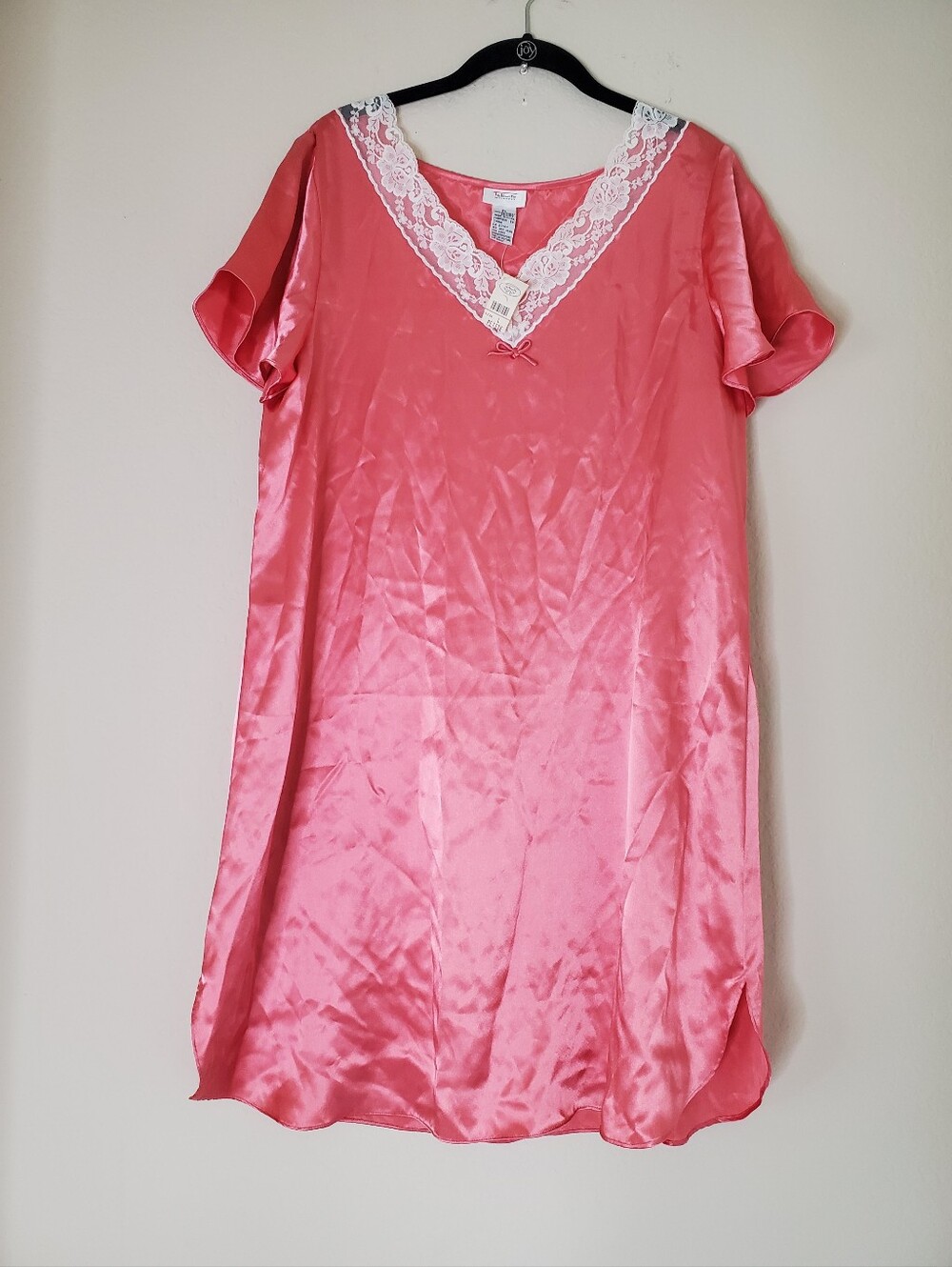 Vintage Talbots Intimates Satin Chemise Lace Trim Size Large Petites Sun Dress